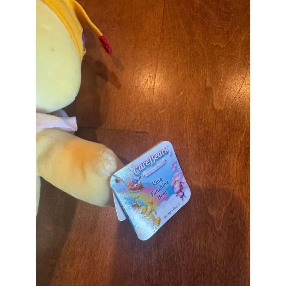 Vintage Care Bears King Funshine Bear Plush 2004 w/ Tag Yellow Sun Belly 10” Rar - Picture 2 of 5